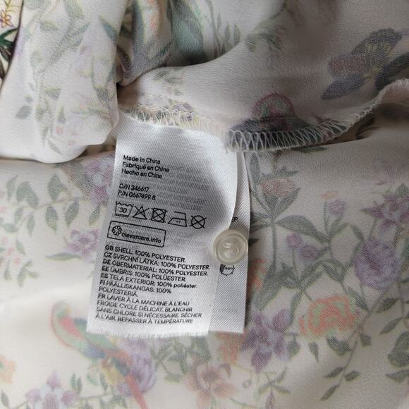 Bird Butterfly Floral Button Down Blouse 2 Long Sleeve Cottagecore Garden Top - Picture 8 of 10